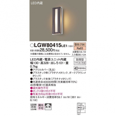 ѥʥ˥å LEDݡ饤 ŵ忧 ľշ ɱ Ȼ LGW80415LE1