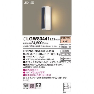 ѥʥ˥å LEDݡ饤 ŵ忧 ľշ ɱ Ȼ LGW80441LE1