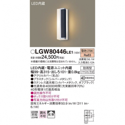 ѥʥ˥å LEDݡ饤 ŵ忧 ľշ ɱ Ȼ LGW80446LE1