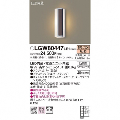 ѥʥ˥å LEDݡ饤 ŵ忧 ľշ ɱ Ȼ LGW80447LE1