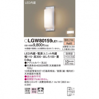 ѥʥ˥å LED֥饱å ŵ忧 ŷľշ ľշ ɱ Ȼ LGW80159LE1